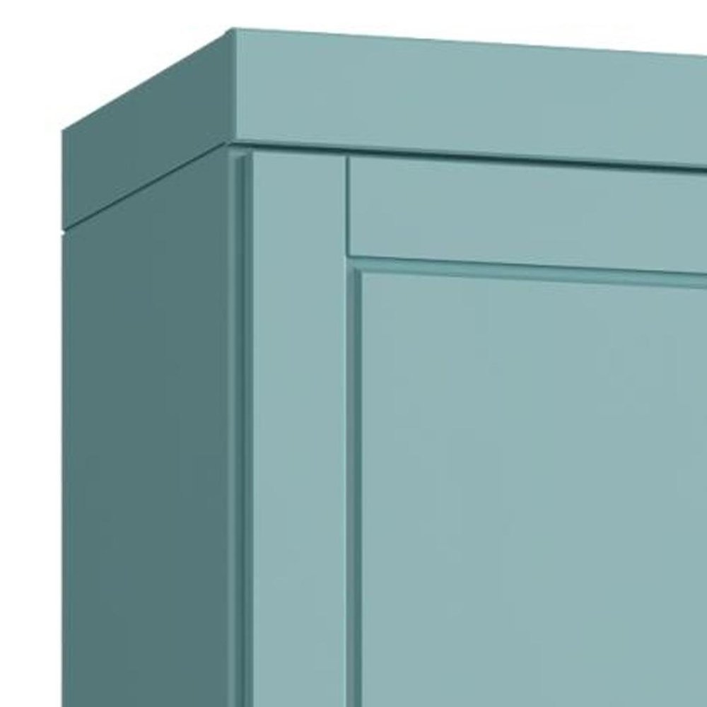 17" Aqua Solid Wood Free Standing Double Door Linen Cabinet
