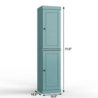 17" Aqua Solid Wood Free Standing Double Door Linen Cabinet