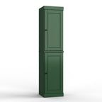 17" Green Solid Wood Free Standing Double Door Linen Cabinet