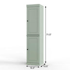 17" Sage Solid Wood Free Standing Double Door Linen Cabinet