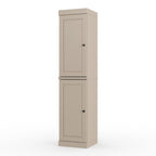 17" Beige Solid Wood Free Standing Double Door Linen Cabinet