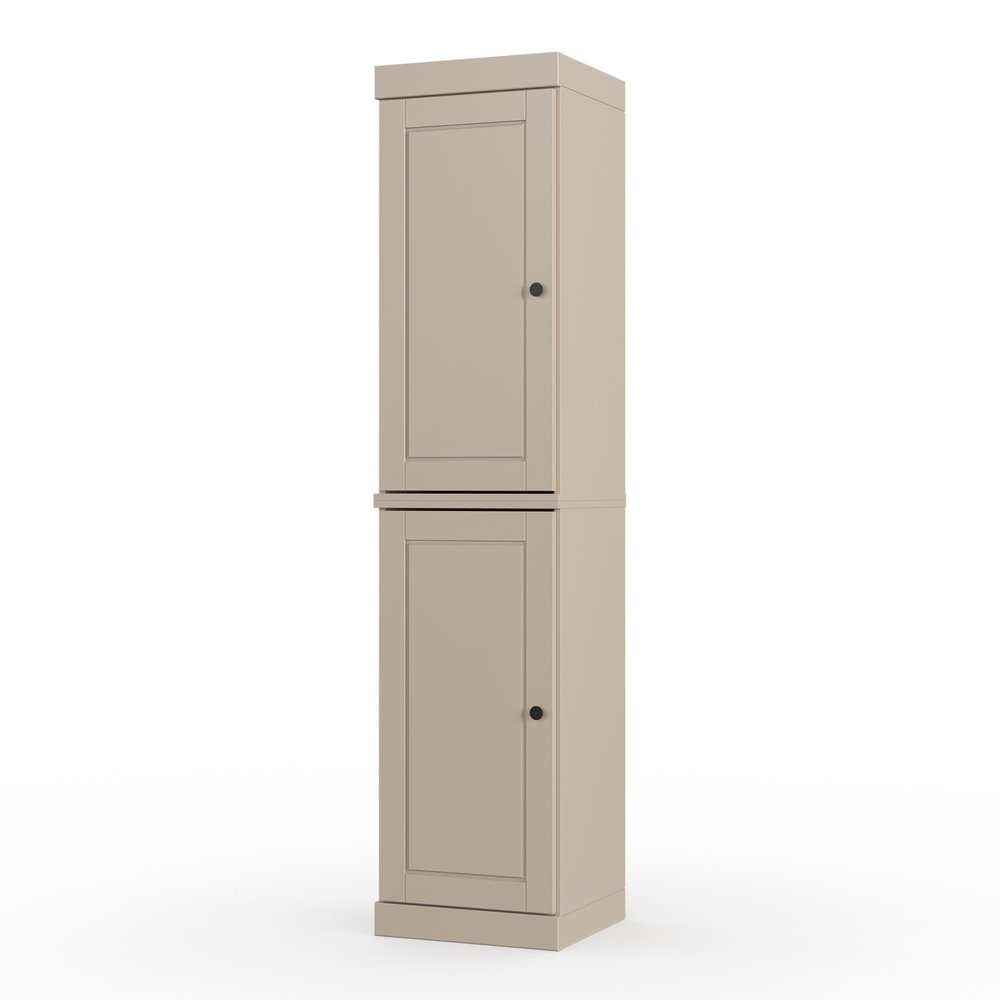 17" Beige Solid Wood Free Standing Double Door Linen Cabinet