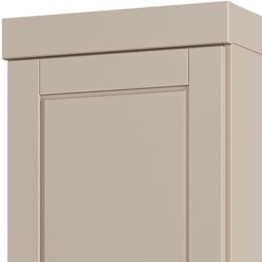 17" Beige Solid Wood Free Standing Double Door Linen Cabinet