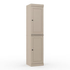 17" Beige Solid Wood Free Standing Double Door Linen Cabinet