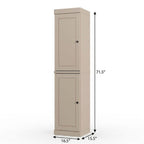 17" Beige Solid Wood Free Standing Double Door Linen Cabinet