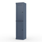 17" French Blue Solid Wood Free Standing Double Door Linen Cabinet