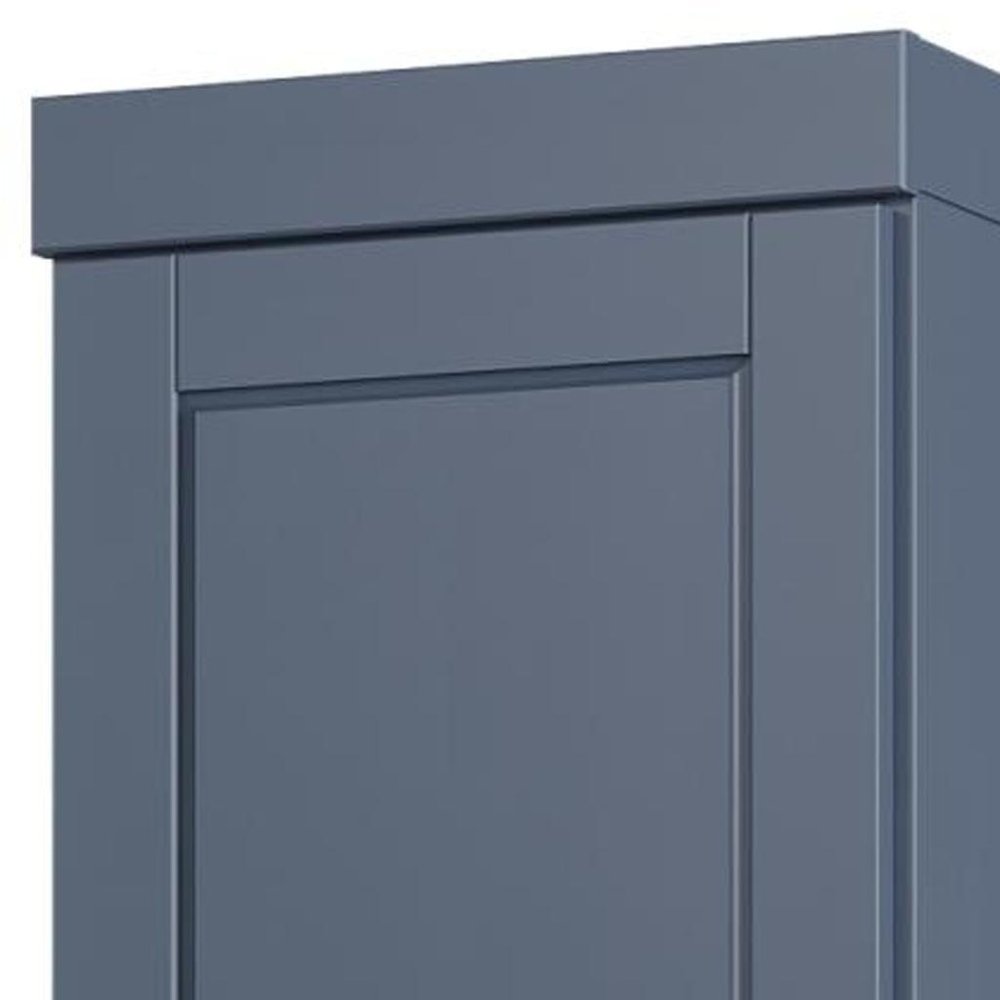 17" French Blue Solid Wood Free Standing Double Door Linen Cabinet