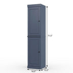 17" French Blue Solid Wood Free Standing Double Door Linen Cabinet