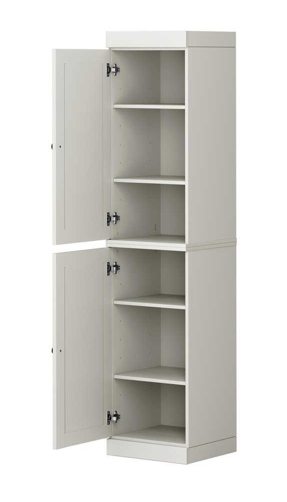 17" Off White Solid Wood Free Standing Double Door Linen Cabinet