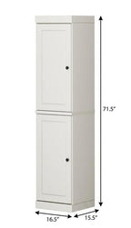 17" Off White Solid Wood Free Standing Double Door Linen Cabinet