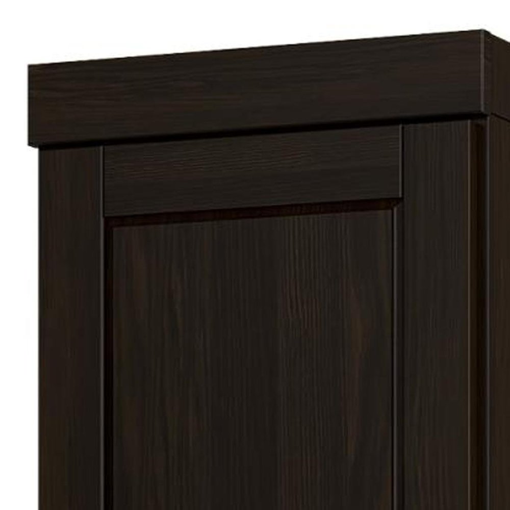 17" Espresso Solid Wood Free Standing Double Door Linen Cabinet