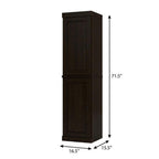 17" Espresso Solid Wood Free Standing Double Door Linen Cabinet