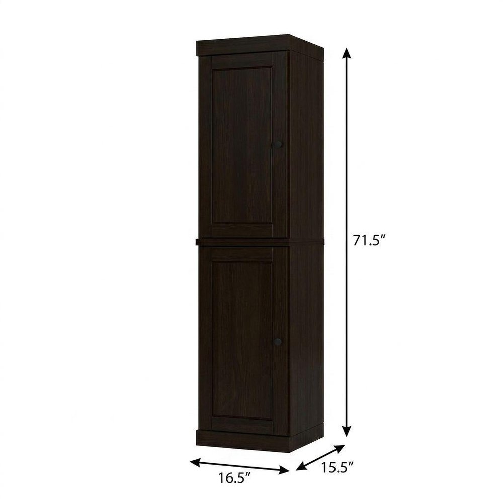 17" Espresso Solid Wood Free Standing Double Door Linen Cabinet