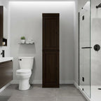 17" Espresso Solid Wood Free Standing Double Door Linen Cabinet