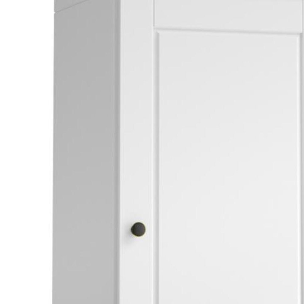 17" White Solid Wood Free Standing Double Door Linen Cabinet