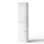 17" White Solid Wood Free Standing Double Door Linen Cabinet
