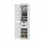 17" White Solid Wood Free Standing Double Door Linen Cabinet