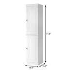 17" White Solid Wood Free Standing Double Door Linen Cabinet