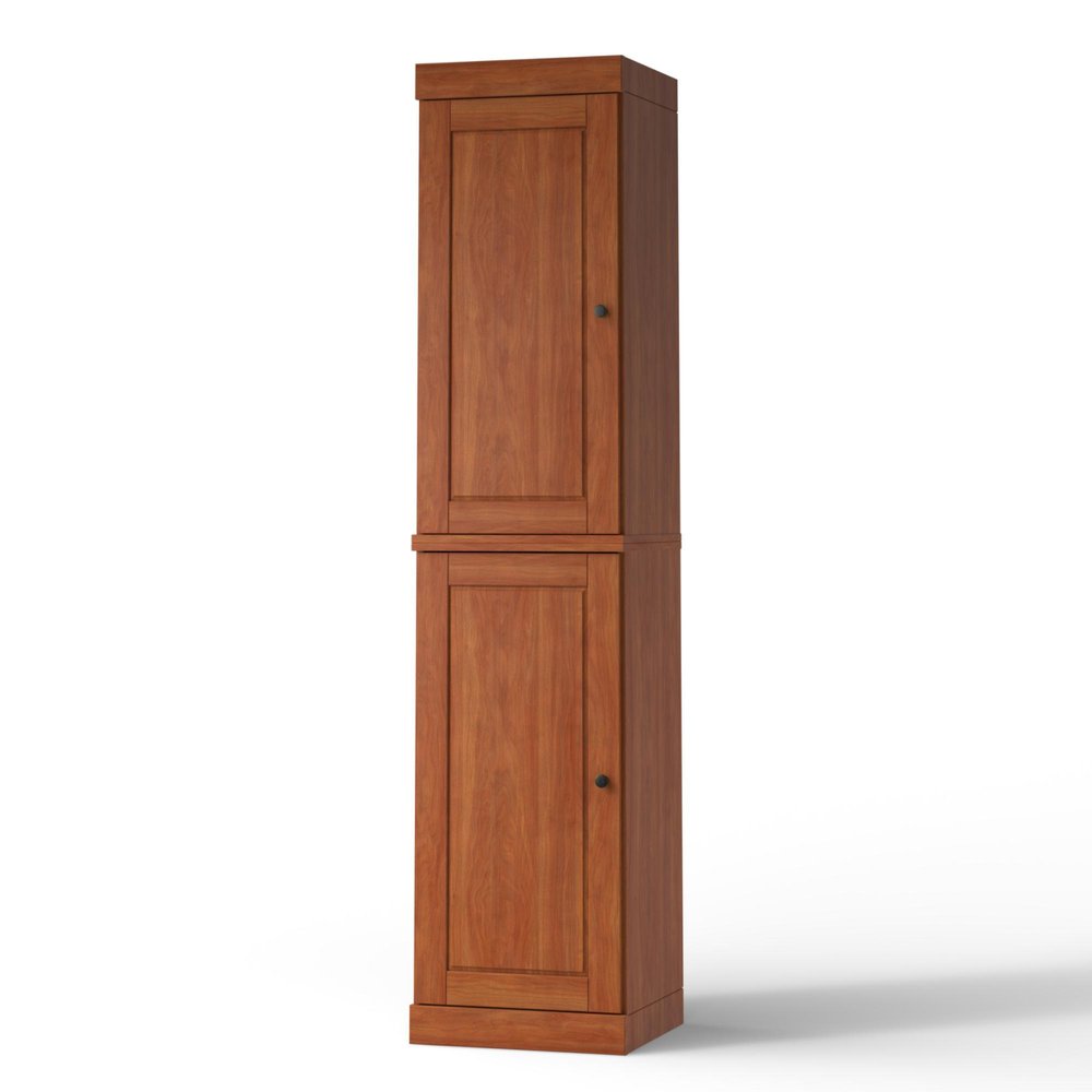 17" Coffee Solid Wood Free Standing Double Door Linen Cabinet