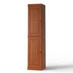 17" Coffee Solid Wood Free Standing Double Door Linen Cabinet