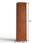 17" Coffee Solid Wood Free Standing Double Door Linen Cabinet