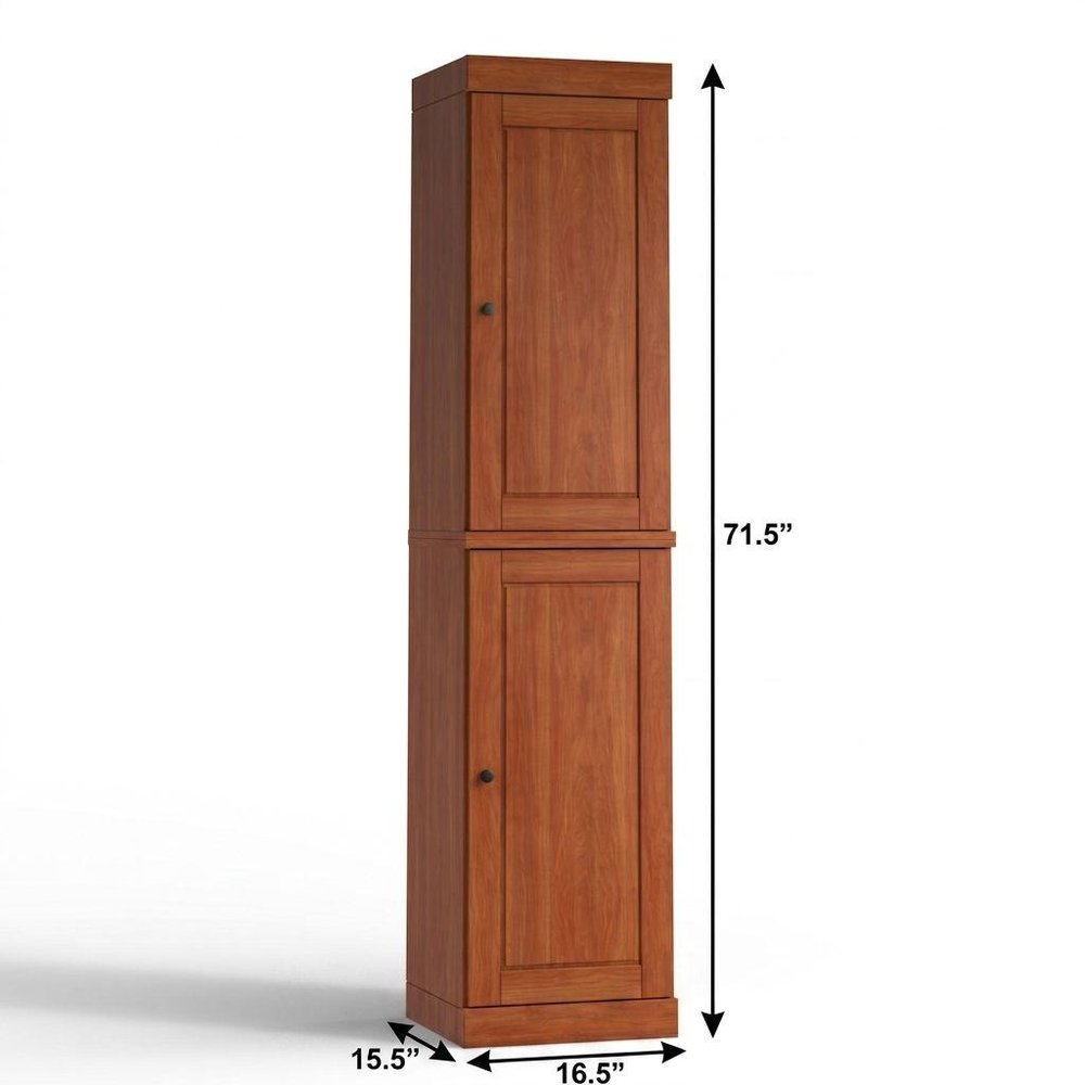 17" Coffee Solid Wood Free Standing Double Door Linen Cabinet