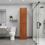17" Coffee Solid Wood Free Standing Double Door Linen Cabinet