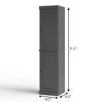 17" Gray Solid Wood Free Standing Double Door Linen Cabinet