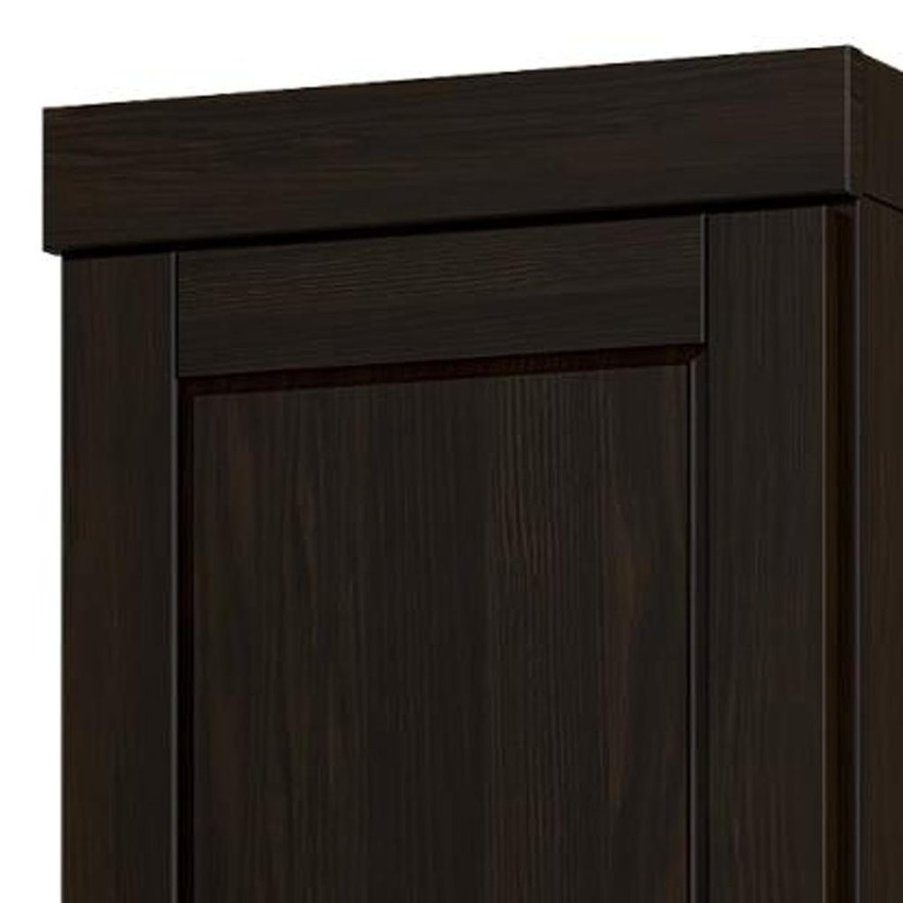 17" Black Solid Wood Free Standing Double Door Linen Cabinet