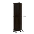 17" Black Solid Wood Free Standing Double Door Linen Cabinet