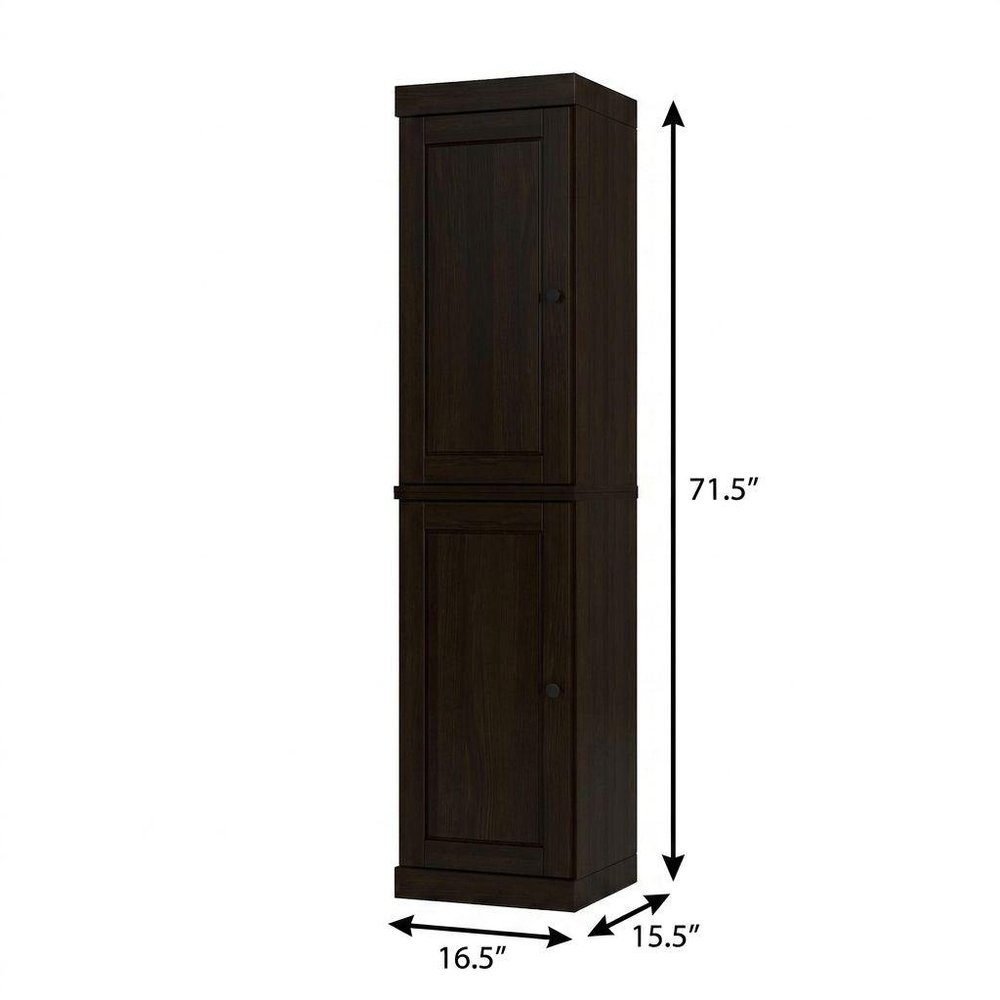 17" Black Solid Wood Free Standing Double Door Linen Cabinet