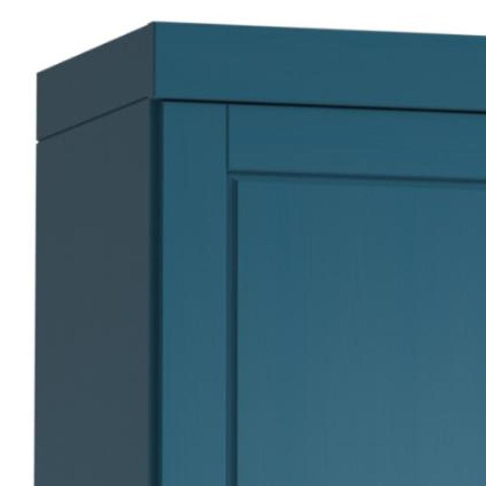 17" Teal Blue Solid Wood Free Standing Double Door Linen Cabinet