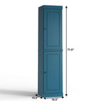 17" Teal Blue Solid Wood Free Standing Double Door Linen Cabinet
