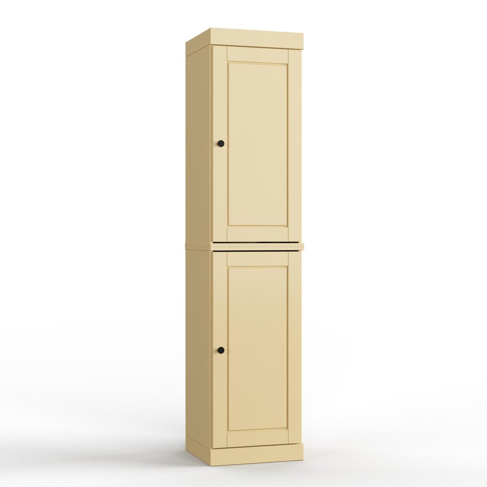 17" Yellow Solid Wood Free Standing Double Door Linen Cabinet