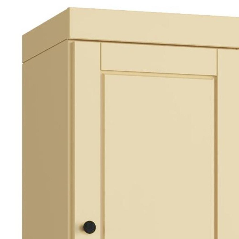 17" Yellow Solid Wood Free Standing Double Door Linen Cabinet