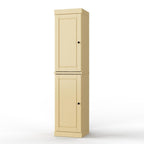 17" Yellow Solid Wood Free Standing Double Door Linen Cabinet