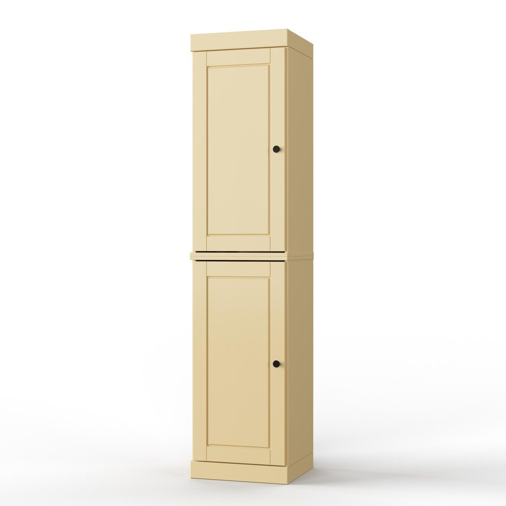 17" Yellow Solid Wood Free Standing Double Door Linen Cabinet