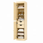 17" Yellow Solid Wood Free Standing Double Door Linen Cabinet