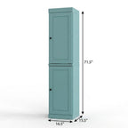 17" Aqua Solid Wood Free Standing Double Door Linen Cabinet