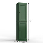17" Green Solid Wood Free Standing Double Door Linen Cabinet