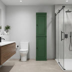 17" Green Solid Wood Free Standing Double Door Linen Cabinet