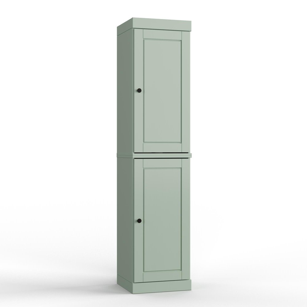 17" Sage Solid Wood Free Standing Double Door Linen Cabinet