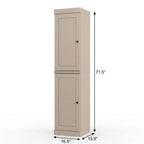 17" Beige Solid Wood Free Standing Double Door Linen Cabinet