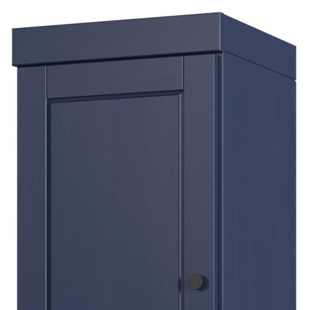 17" Navy Blue Solid Wood Free Standing Double Door Linen Cabinet