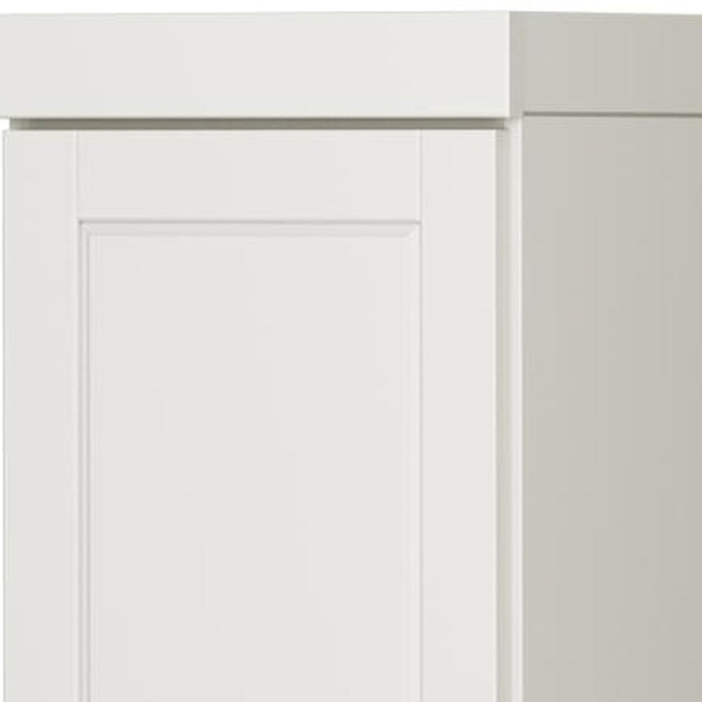 17" Off White Solid Wood Free Standing Double Door Linen Cabinet