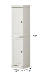 17" Off White Solid Wood Free Standing Double Door Linen Cabinet