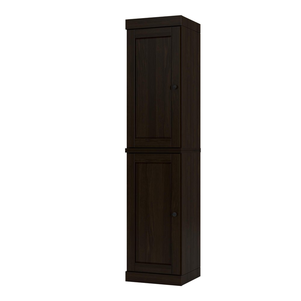 17" Espresso Solid Wood Free Standing Double Door Linen Cabinet