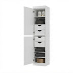17" White Solid Wood Free Standing Double Door Linen Cabinet