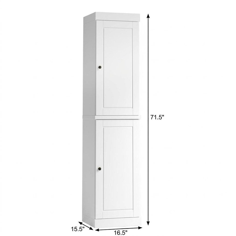 17" White Solid Wood Free Standing Double Door Linen Cabinet