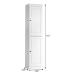 17" White Solid Wood Free Standing Double Door Linen Cabinet